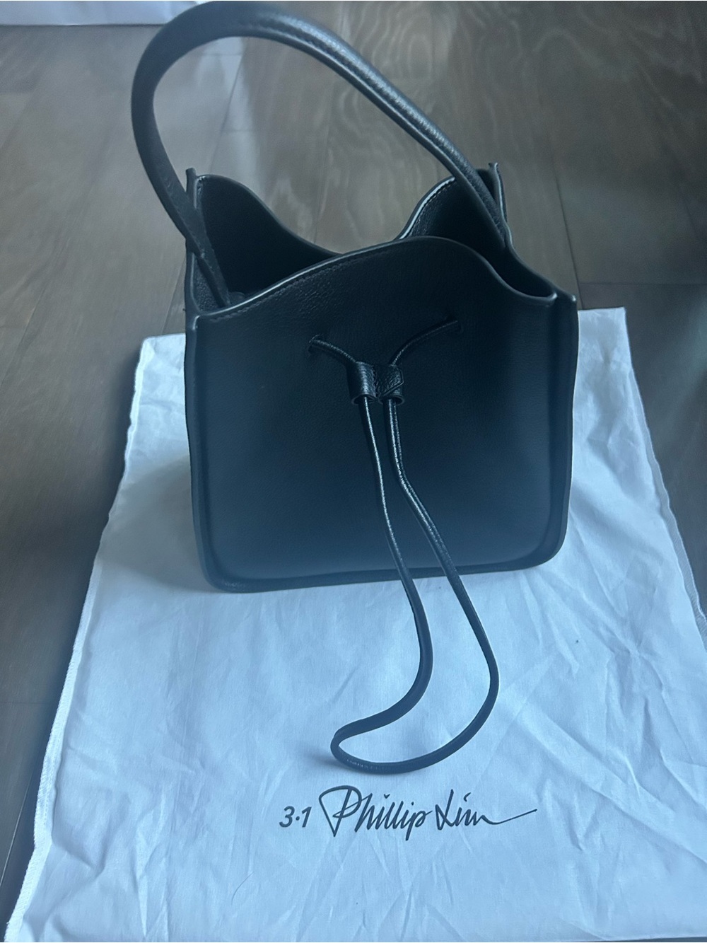 3.1 Phillip Lim Black Leather Small Drawstring Bag